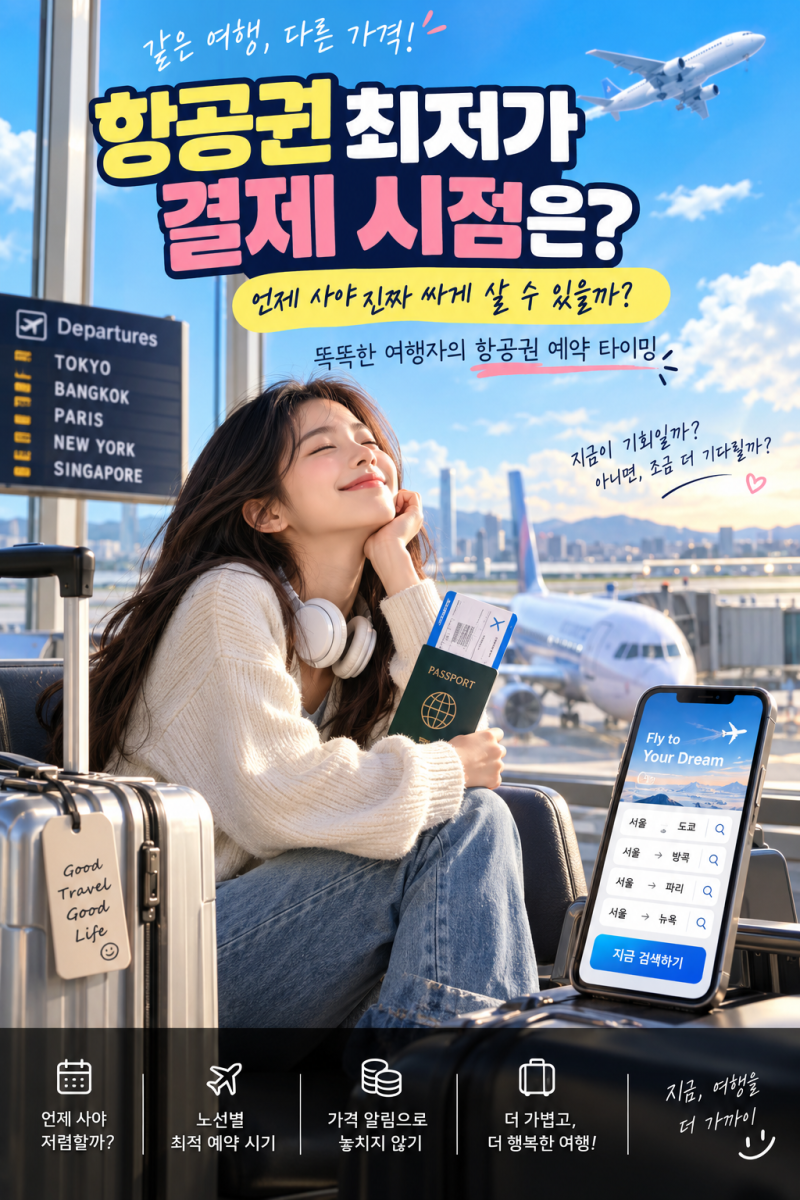 항공권 최저가 결제 시점은? 비행기표 싸게 사는 예약 타이밍 총정리