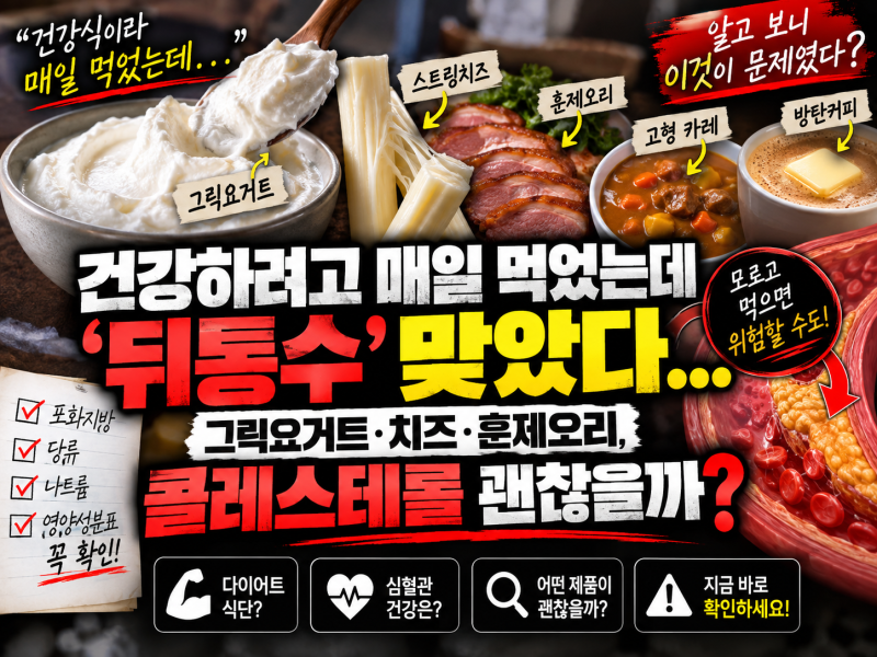건강하려고 매일 먹었는데 ‘뒤통수’ 맞았다…그릭요거트·치즈·훈제오리, 콜레스테롤 괜....