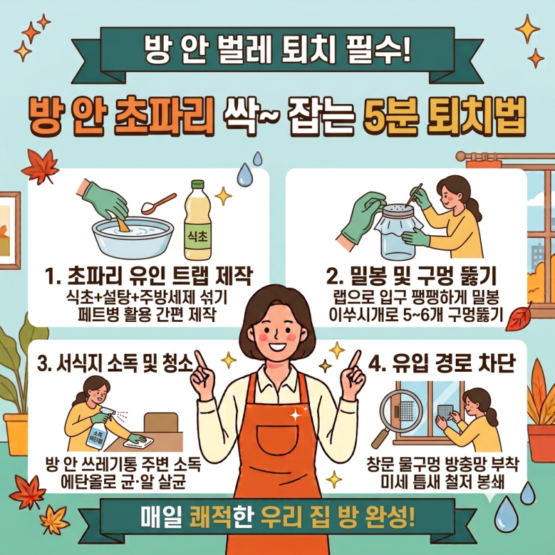 방 안 초파리 퇴치법! 트랩 제작부터 알 번식 차단까지 5분 완벽 퇴치 가이드