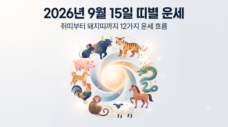 2026년 9월 15일 오늘의 띠별 운세