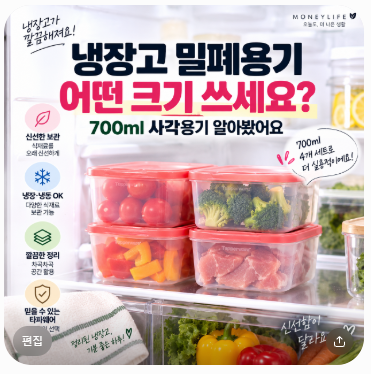 냉장고 밀폐용기 어떤 크기 쓰세요? 700ml 사각용기 알아봤어요