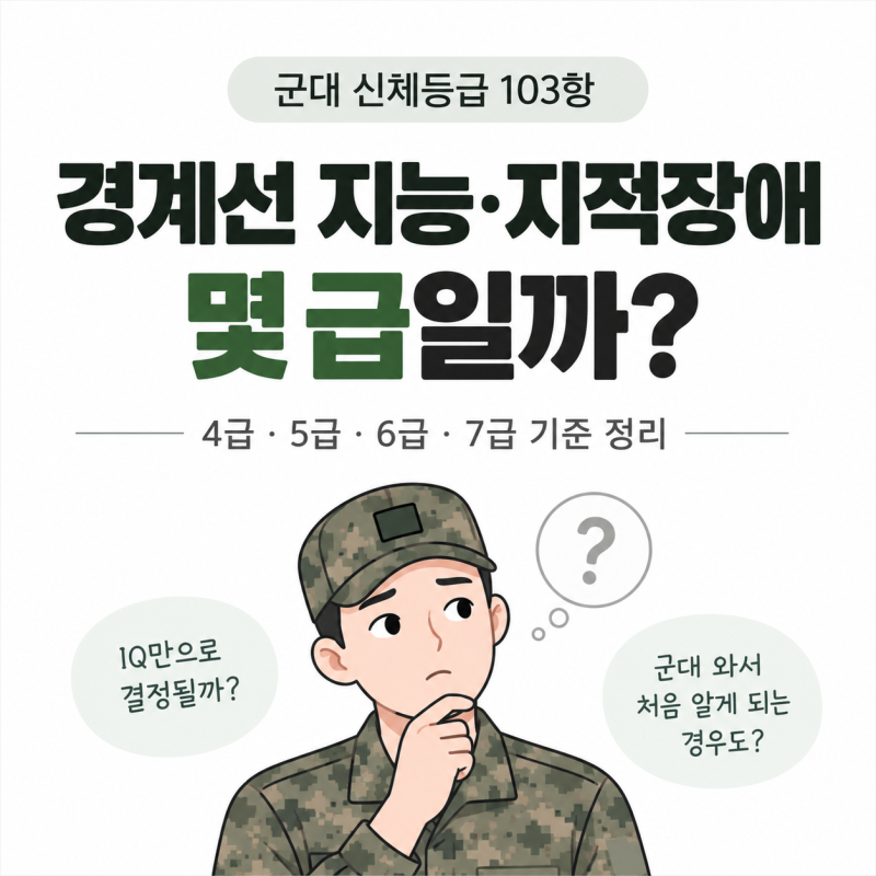 군대 경계선 지능이면 몇 급일까?｜지적장애 신체등급 4·5·6·7급 기준