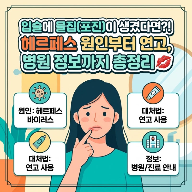 입술에 물집(포진)이 생겼다면?! 헤르페스 원인부터 연고, 병원 정보까지 총정리