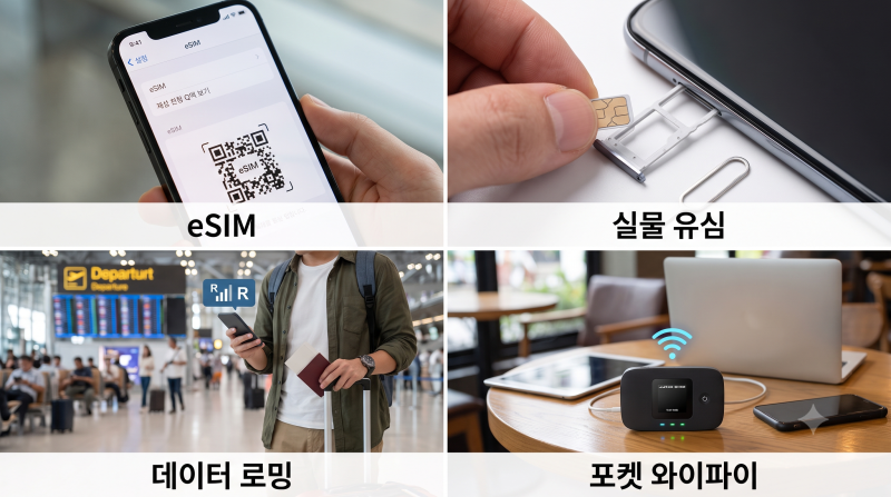 해외여행 출장 이심 eSIM 유심 로밍 포켓 와이파이 차이점 완벽 비교 추천