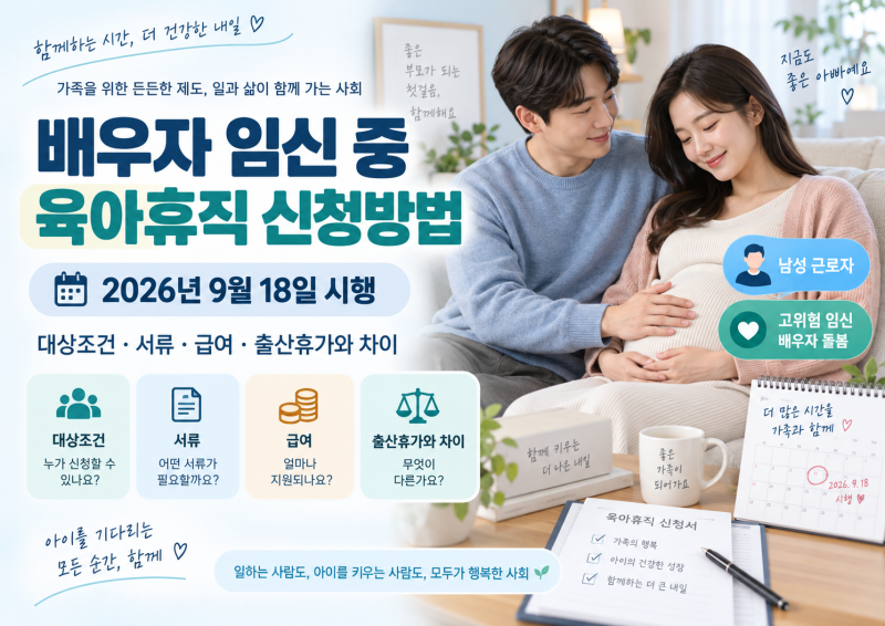 배우자 임신 중 육아휴직 신청방법｜2026년 대상조건·서류·출산휴가 차이