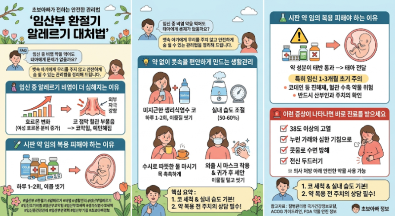 임산부 환절기 알레르기 비염 대처법｜안전한 코 세척·실내 습도·약물 복용 가이드