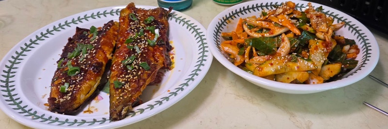[대박 득템] 마트에서 건진 거대 생물고등어로 만든 '고갈비' & 새콤매콤 '갈미조개살 무침' ....