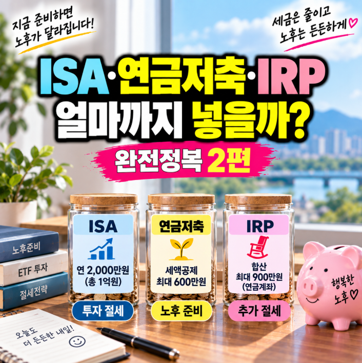 ISA·연금저축·IRP 얼마까지 넣을까? 납입한도와 세액공제 한도는 다릅니다 [ 완전정복 2편 ]