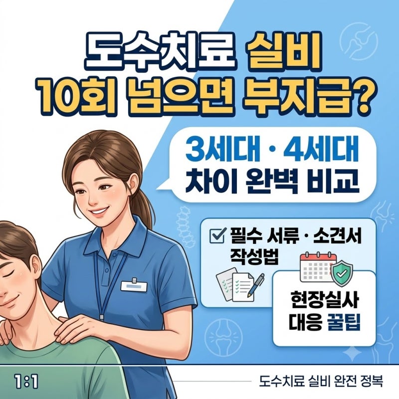 도수치료 실비 10회 넘으면 부지급? 3세대·4세대 차이 완벽 비교｜필수 서류·소견서 작성법 &....