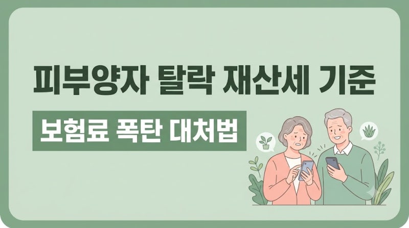 피부양자 등록 재산세 과표 5억 4천만 원 초과 탈락 지역가입자 건보료 폭탄 대처법