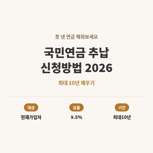 국민연금 추납 신청방법 및 대상 2026