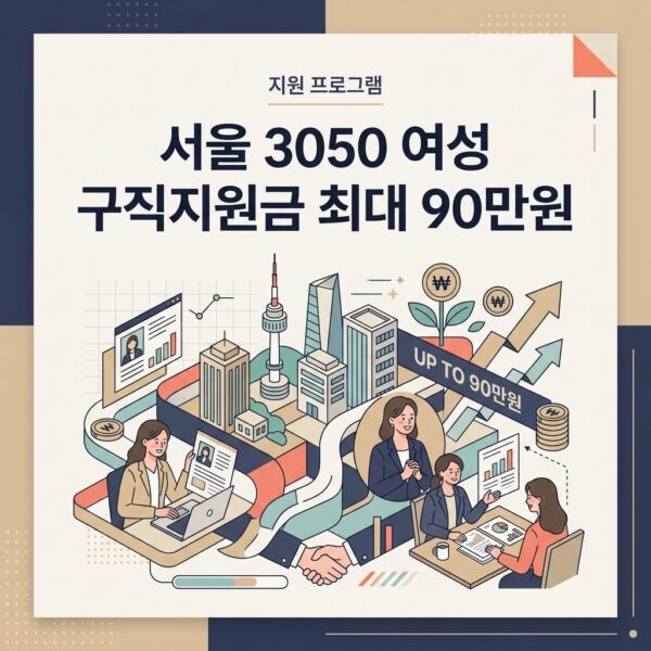 다시 일하고 싶은 서울 3050 여성이라면? 서울커리업 구직지원금 최대 90만원 신청하세요
