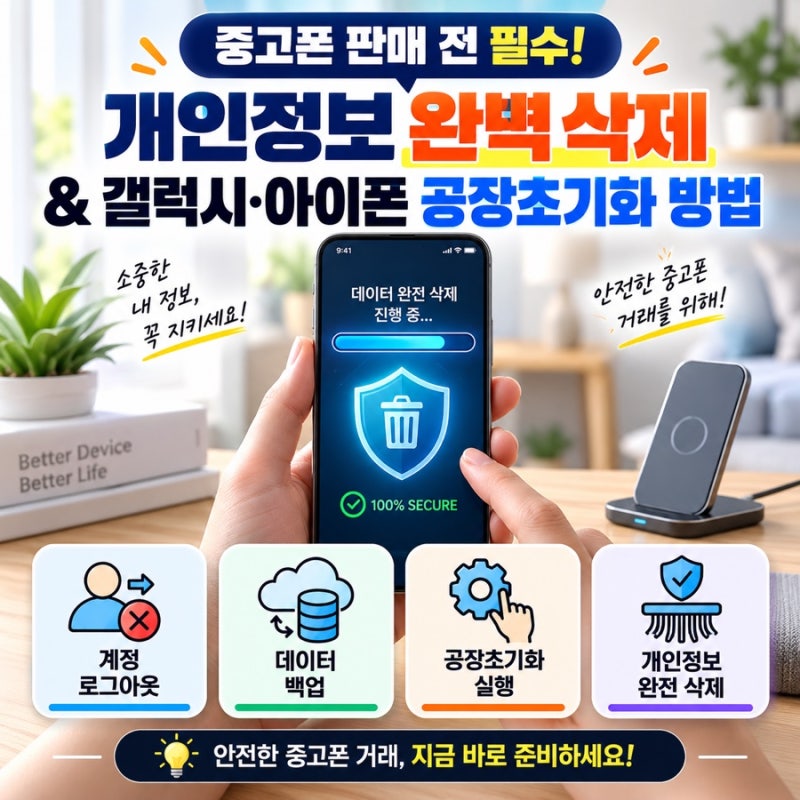 중고폰 판매 전 필수! 개인정보 완벽 삭제 & 갤럭시·아이폰 공장초기화 방법 (2026년 최신 가....