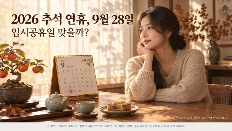 "2026년 9월 28일 임시공휴일 맞나요?" 추석 연휴·대체공휴일 일정 총정리