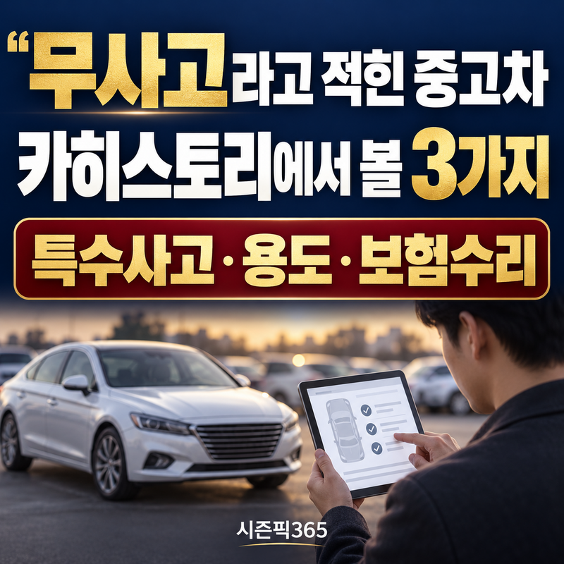 카히스토리 사고이력조회, 무사고 중고차에서 꼭 볼 3가지