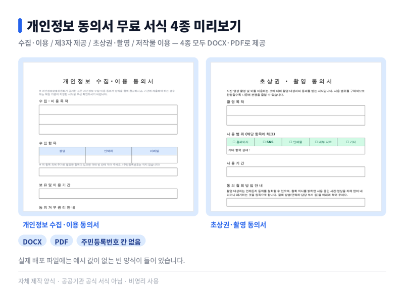 개인정보 동의서 무료 서식 4종 작성법과 주의사항