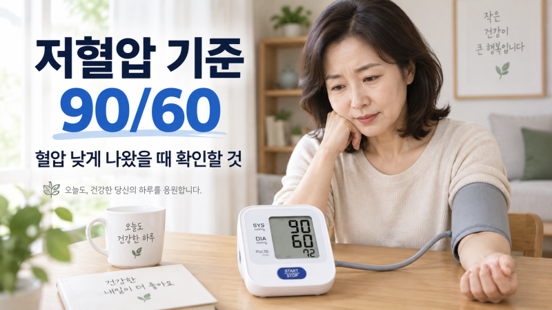 저혈압 기준 90/60이면 위험할까? 혈압 낮게 나왔을 때 확인할 것