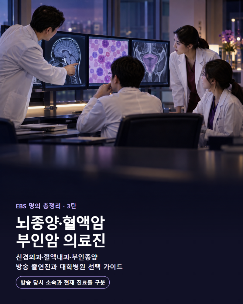 [명의 총정리 3탄] 뇌종양·혈액암·부인암 의료진｜EBS 방송과 전문센터 선택법