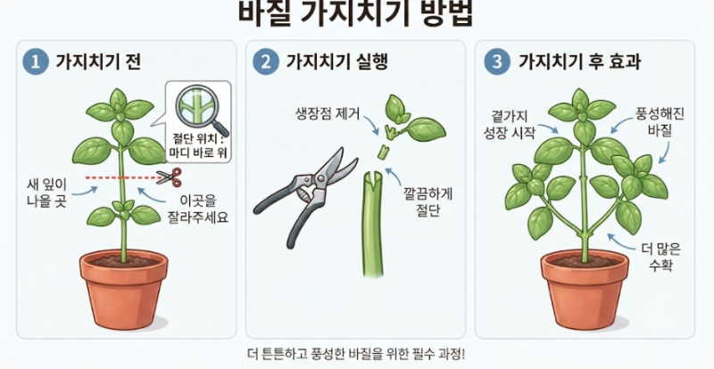 식집사 | 바질 가지치기 방법｜새순 풍성하게 키우는 법 + 식물 새순 근황