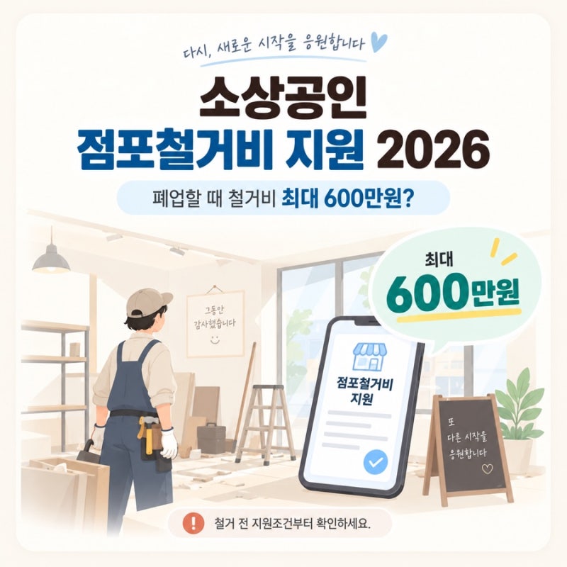 소상공인 점포철거비 지원 2026｜폐업할 때 철거비 얼마나 받을까?