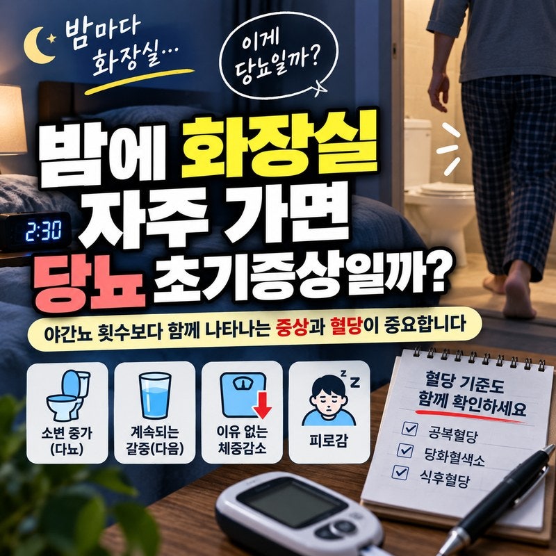 밤에 화장실 자주 가면 당뇨 초기증상일까｜야간뇨와 혈당 기준