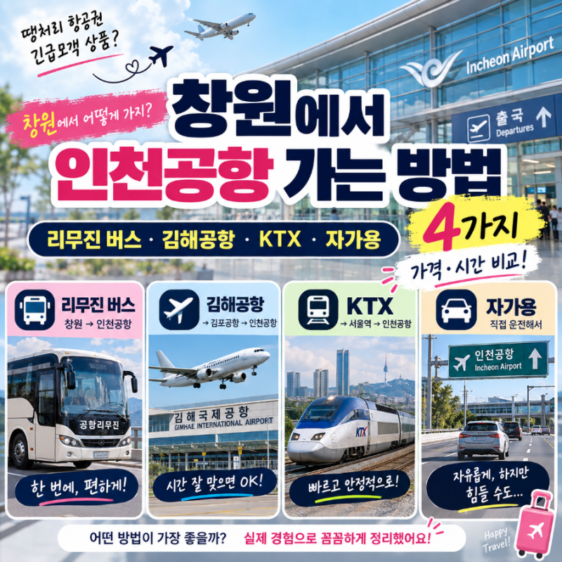 창원에서 인천공항 가는 4가지 방법 리무진 버스·김해공항·KTX·자가용 비용 시간 비교