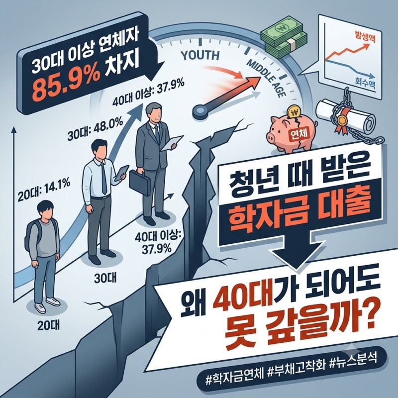40대 평균 연체금 707만 원? 학자금 대출 연체자 86%가 3040세대인 이유