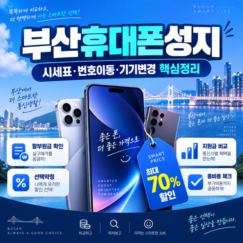 부산휴대폰성지 시세표 보는 법 번호이동·기기변경부터 지원금까지