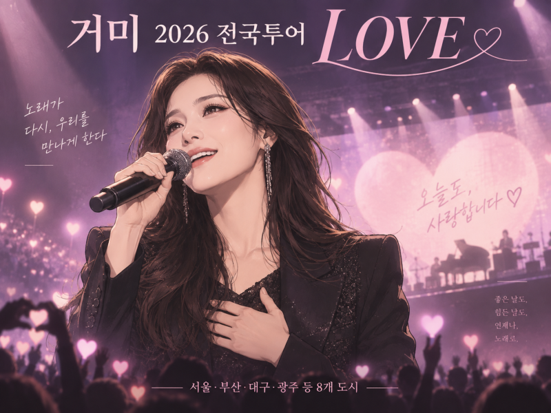 거미 2026 전국투어 LOVE 일정 총정리, 서울·부산·대구·광주 등 8개 도시
