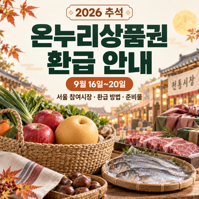 2026 추석 온누리상품권 환급｜분야별 최대 2만원 받는 법·서울 참여시장