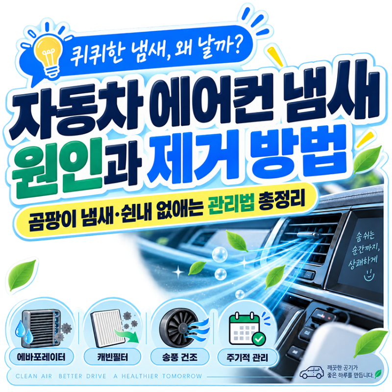 자동차 에어컨 냄새 원인과 제거 방법｜곰팡이 냄새·쉰내 없애는 관리법 총정리