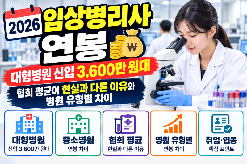 임상병리사 연봉 — 대형병원 신입 3,600만 원대, 협회 평균이 현실과 다른 이유와 병원 유형....