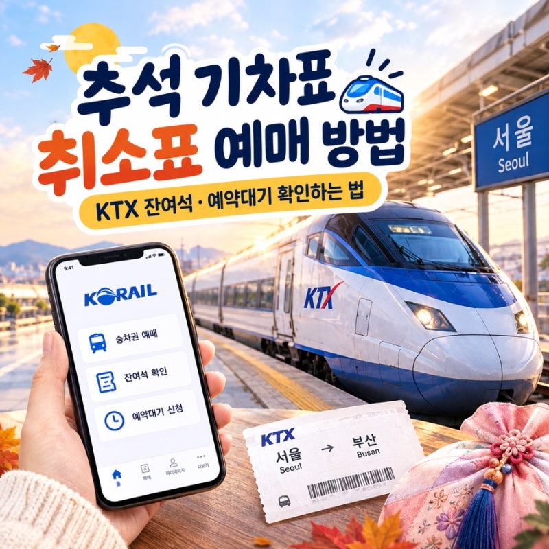 2026 추석 기차표 취소표 예매 방법｜KTX 잔여석·예약대기 확인하는 법