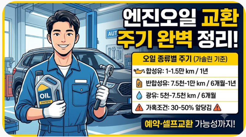 엔진오일 교환 주기 완벽 정리 | 필요성·예약·셀프교환 가능성까지