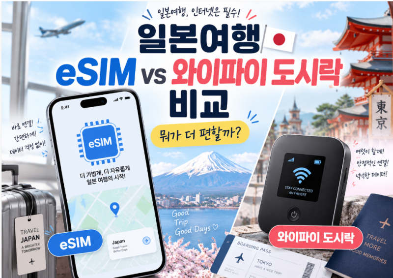 일본여행 + eSIM + 와이파이 도시락 + 비교