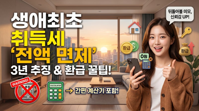 생애최초 취득세 감면 환급 계산기(+3년 추징)