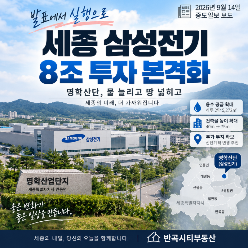 세종 삼성전기 8조 투자 본격화 - 명학산단 움직임, 세종 부동산은 무엇을 봐야 할까