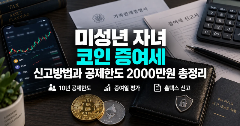 미성년 자녀 코인 증여세 신고방법과 공제한도 2000만원 총정리