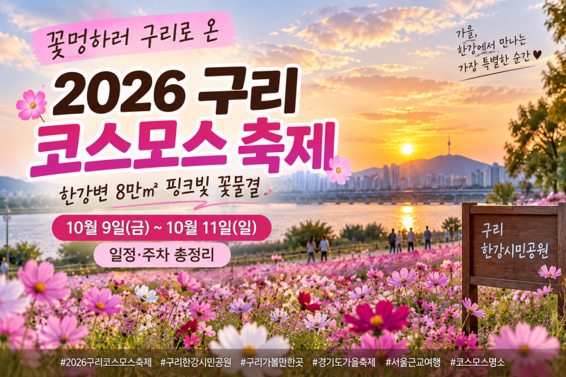 [경기도 구리 가볼만한곳] 2026 구리 코스모스 축제 일정·주차 총정리, 한강변 8만㎡ 꽃길