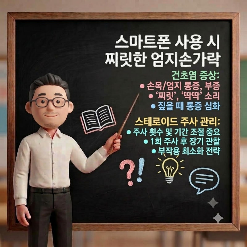 스마트폰 들 때 찌릿한 엄지손가락 건초염 증상과 스테로이드 주사 횟수
