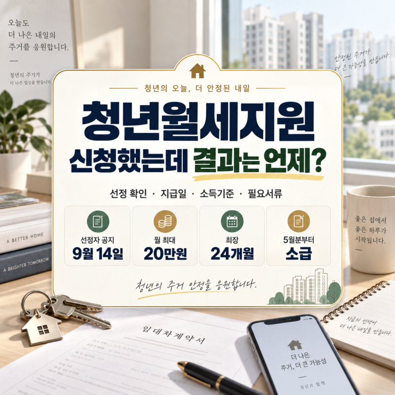 청년월세지원 신청했는데 결과는 언제? 복지로 선정 확인·지급일·소득기준·필요서류 정리