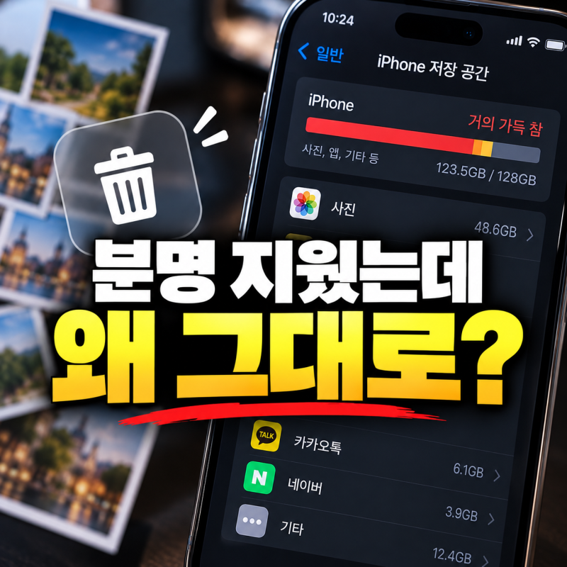 휴대폰 저장공간 부족? 사진 삭제해도 용량 그대로일 때 해결법