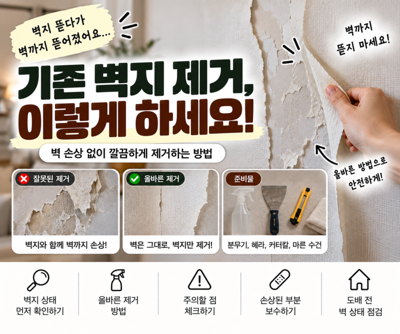 “벽지 그냥 확 뜯으면 안 돼요” 셀프 도배 전 기존 벽지 제거하는 방법