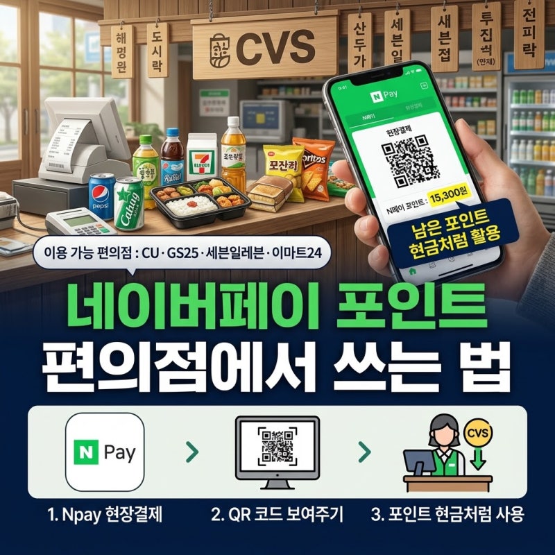 네이버페이 포인트로 편의점 결제하는 방법｜CU·GS25·세븐일레븐에서 현금처럼 쓰기