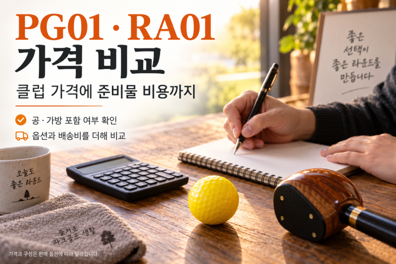 미즈노 파크골프채 입문용 비교 추천, PG01과 RA01 가격 세트 금액 구성
