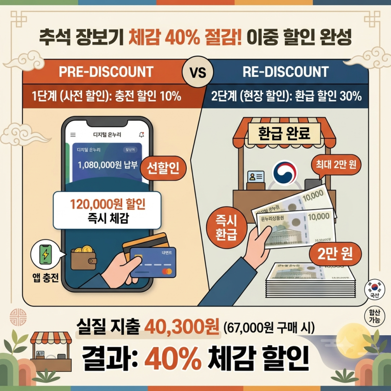 2026 추석 온누리상품권 "10% 할인에 2만 원 환급까지 진짜 겹칠까?" 디지털 충전과 전통시장 행....