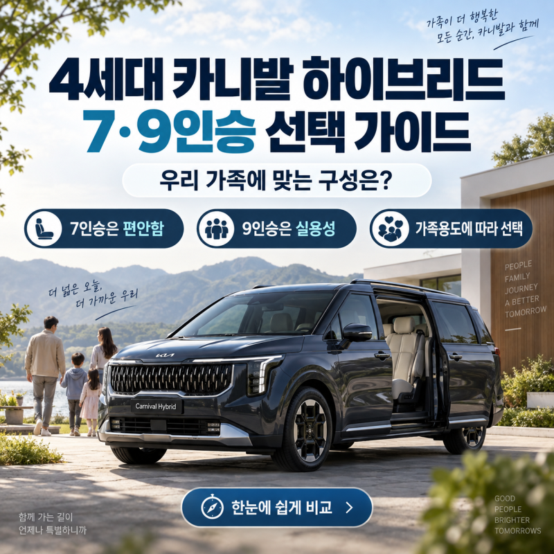 4세대 카니발 하이브리드 7인승 9인승 선택 가이드, 나에게 맞는 구성은?
