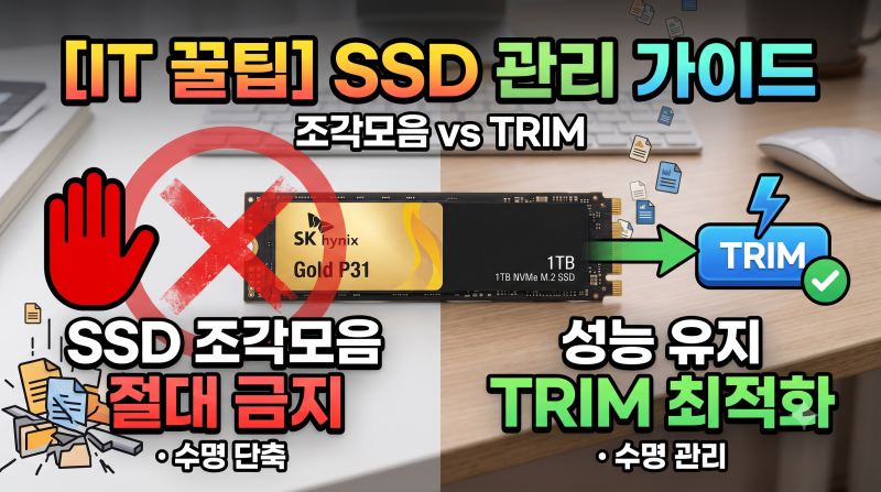 SSD 디스크 조각모음 하면 안 되는 이유 TRIM으로 관리해야 됩니다