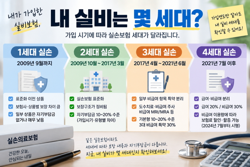실비보험 세대가 있다? 1·2·3·4세대 실비보험 차이가 뭘까요?