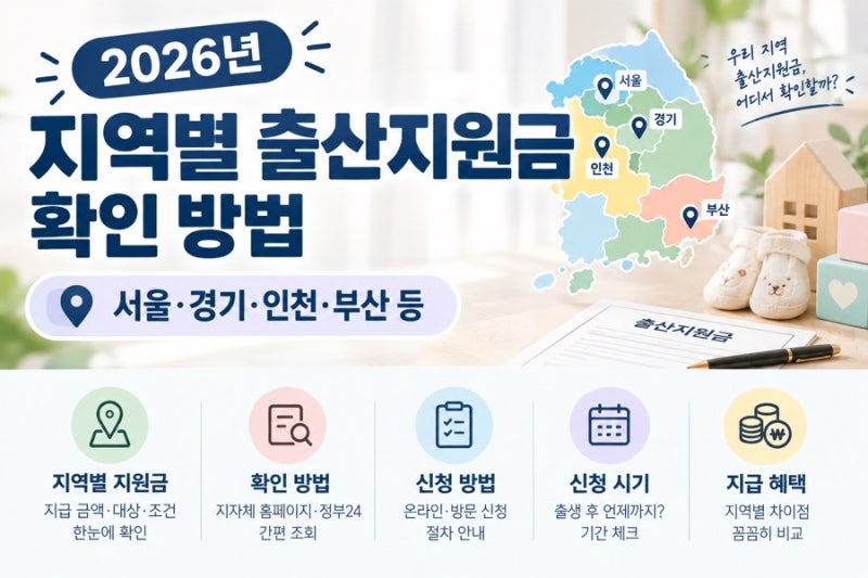 2026년 지역별 출산지원금 확인 방법｜서울·경기·인천·부산 등